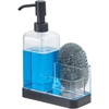 image:imageiDesign 67080 Forma Plastic Soap Pump with Caddy Dispenser with Storage Compartment for Bathroom Kitchen Countertops Sinks Set of 1 Stainless  Dispenser with Storage Compartment for Bathroom Kitchen CountertopsClearMatte Black