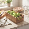 image:imageiDesign Acacia Wood Pantry Storage Bin with Handles  Natural15 x 8 x 5