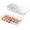 image:imageiDesign Clear Plastic Egg Holder for Fridge with Lid 21 Egg  Storage Container Organizer BinClear