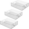 image:imageiDesign Divided Pantry Bin with Handle Clear  For Pantry For Refrigerator For FreezerPack of 3