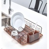 image:imageiDesign Forma Lupe Stainless Steel Metal Sink Dish Drainer Plastic Tray Kitchen Drying Rack For Glasses Silverware Bowls Plates 133 x 175 x 52 BronzeBronze