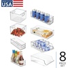image:imageiDesign Fridge Storage Bin Set Set of 8 Clear  Includes Bins with Handles Water Bottle Holder