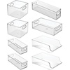 image:imageiDesign Fridge Storage Bin Set Set of 8 Clear  Includes Bins with Handles Water Bottle Holder
