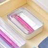 image:imageiDesign Gallon Bag Organizer ClearWhite  Plastic Food Storage Bag Holder For Kitchen DrawerSandwich Bag Holder