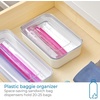 image:imageiDesign Gallon Bag Organizer ClearWhite  Plastic Food Storage Bag Holder For Kitchen DrawerSandwich Bag Holder