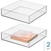 image:imageiDesign Plastic Makeup Drawer Organizer Tray Set of 2 Clear  Vanity Organizer Desk Drawer OrganizerPack of 2