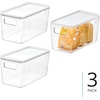 image:imageiDesign Plastic Pantry Bin with Lid and Handles ClearMarshmallow White  Set of 3Pack of 3