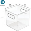 image:imageiDesign Plastic Pantry Storage Organizer Bin 6 x 6 x 6  Easy Grip Handles Kitchen Storage Freezer and Fridge Organizer ClearPack of 1