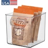 image:imageiDesign Plastic Pantry Storage Organizer Bin 6 x 6 x 6  Easy Grip Handles Kitchen Storage Freezer and Fridge Organizer ClearPack of 1