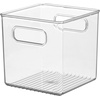 image:imageiDesign Plastic Pantry Storage Organizer Bin 6 x 6 x 6  Easy Grip Handles Kitchen Storage Freezer and Fridge Organizer ClearPack of 2