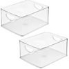 image:imageiDesign Plastic Stackable Kitchen Cabinet Storage Bin Clear  With Handles Pantry OrganizerMedium