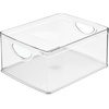 image:imageiDesign Plastic Stackable Kitchen Cabinet Storage Bin Clear  With Handles Pantry OrganizerMedium