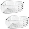 image:imageiDesign Plastic Suction Cup Corner Shower Basket Clear  Bathroom Storage Made in USAPack of 2