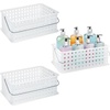 image:imageiDesign Portable Shower Caddy Basket with Handle  ClearFrost For Dorm or Bathroom Made in USAClear Frost