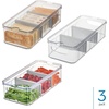 image:imageiDesign Recycled Plastic Crisp Large Divided Fruit and Vegetable Storage with Easy to Grip Integrated Handles Designed to Keep Food Fresh Longer 14 82 x 6 32 x 3 76  1482 x 632 x 376 Integrated Handles Keeps Food Fresh Longer Clear Bin Gray DividersPack of 3