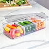 image:imageiDesign Recycled Plastic Crisp Large Divided Fruit and Vegetable Storage with Easy to Grip Integrated Handles Designed to Keep Food Fresh Longer 14 82 x 6 32 x 3 76  1482 x 632 x 376 Integrated Handles Keeps Food Fresh Longer Clear Bin Gray DividersPack of 3