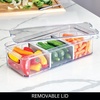 image:imageiDesign Recycled Plastic Crisp Large Divided Fruit and Vegetable Storage with Easy to Grip Integrated Handles Designed to Keep Food Fresh Longer 14 82 x 6 32 x 3 76  1482 x 632 x 376 Integrated Handles Keeps Food Fresh Longer Clear Bin Gray DividersPack of 3