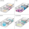 image:imageiDesign Recycled Plastic Crisp Large Divided Fruit and Vegetable Storage with Easy to Grip Integrated Handles Designed to Keep Food Fresh Longer 14 82 x 6 32 x 3 76  1482 x 632 x 376 Integrated Handles Keeps Food Fresh Longer Clear Bin Gray DividersPack of 3