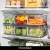 image:imageiDesign Recycled Plastic Crisp Large Divided Fruit and Vegetable Storage with Easy to Grip Integrated Handles Designed to Keep Food Fresh Longer 14 82 x 6 32 x 3 76  1482 x 632 x 376 Integrated Handles Keeps Food Fresh Longer Clear Bin Gray DividersPack of 3