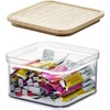 image:imageiDesign Recycled Plastic Crisp Storage Bin with Lid The Rosanna Pansino Collection  653 L x 653 W x 396 H Clear Bin with Natural Wood LidSmall