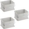 image:imageiDesign Small Shower Caddy Clear Frost  With Handle Portable For Dorm or BathroomLight Gray