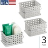 image:imageiDesign Small Shower Caddy Clear Frost  With Handle Portable For Dorm or BathroomLight Gray