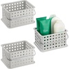 image:imageiDesign Small Shower Caddy Clear Frost  With Handle Portable For Dorm or BathroomLight Gray