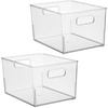 image:imageiDesign Small Stackable Plastic Storage Bin with Handles  Set of 2  Clear  Made in USAPack of 2