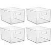image:imageiDesign Small Stackable Plastic Storage Bin with Handles  Set of 2  Clear  Made in USAPack of 4