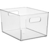 image:imageiDesign Small Stackable Plastic Storage Bin with Handles  Set of 2  Clear  Made in USAPack of 4