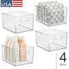 image:imageiDesign Small Stackable Plastic Storage Bin with Handles  Set of 2  Clear  Made in USAPack of 4