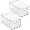 image:imageiDesign Stackable Fridge Bin Set of 2 Clear  Kitchen Storage Bin For Pantry Cabinets or FridgePack of 2
