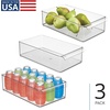 image:imageiDesign Stackable Fridge Storage Bin Clear  Front Handle Made in USAPack of 3