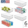 image:imageiDesign Stackable Fridge Storage Bin Clear  Front Handle Made in USAPack of 6