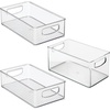 image:imageiDesign Stackable Pantry Bins with Handles 4 Different Sizes 5 Pack Clear Made in USASet of 3