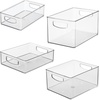 image:imageiDesign Stackable Pantry Bins with Handles 4 Different Sizes 5 Pack Clear Made in USASet of 4