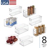 image:imageiDesign Stackable Pantry Bins with Handles 4 Different Sizes 5 Pack Clear Made in USASet of 8