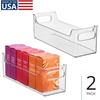 image:imageiDesign Stackable Plastic Pantry Bin with Handles Set of 2 Clear  For Cabinets or Fridge Made in USA145 x 5 x 5  Set of 2