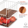 image:imageiDesign The Ra Safford Collection Open Front Wire Basket with Acacia Wood 14 x 10 x 614 x 10 x 6