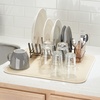 image:imageiDesign iDry Absorbent Kitchen Countertop Dish Drying Mat  18 x 9 Mini PewterIvoryWheat