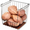 image:imageThe Ra Safford Collection by iDesign Open Front Wire Basket with Acacia Wood 16 x 8 x 6 CharcoalCharcoal
