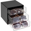 image:imageiDesign 3Drawer Stackable Sunglasses Organizer  Clear Glasses Storage Eyewear Display HolderBlack