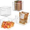 image:imageiDesign 50 Recycled Plastic Refrigerator Set Made in The USA  Versatile Design Ideal for Freezer Pantry and Cabinet Organization Two 5 x 5 x 14 and Two 10 x 5 x 14 Bins Clear8 x 16 x 6