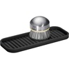 image:imageiDesign 63883 Lineo Silicone Kitchen Sink Tray for Sponges Scrubbers Soap Stovetop Spoon Holder 9 x 35 x 05 Gray  for CountertopsBlack