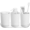 image:imageiDesign Fluted Toothbrush Holder WhiteClear  Removable DividerWhite Clear