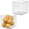 image:imageiDesign Plastic Pantry Storage Organizer Bin 6 x 6 x 6  Easy Grip Handles Kitchen Storage Freezer and Fridge Organizer ClearPack of 2