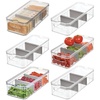 image:imageiDesign Recycled Plastic Crisp Large Divided Fruit and Vegetable Storage with Easy to Grip Integrated Handles Designed to Keep Food Fresh Longer 14 82 x 6 32 x 3 76  1482 x 632 x 376 Integrated Handles Keeps Food Fresh Longer Clear Bin Gray DividersPack of 6