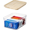 image:imageiDesign Recycled Plastic Crisp Storage Bin with Lid The Rosanna Pansino Collection  653 L x 653 W x 396 H Clear Bin with Natural Wood LidMedium