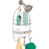 image:imageiDesign Shower Metal Storage Hanging Bathroom Caddy Silver Steel  Medium 3 Shelves 6 Hooks 2 Suction CupsSilver