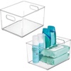 image:imageiDesign Small Stackable Plastic Storage Bin with Handles  Set of 2  Clear  Made in USAPack of 2